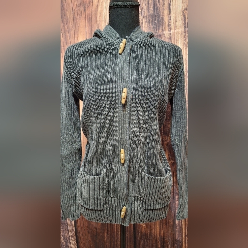 Ruff Hewn Gray 100% Cotton Button Up Sweater Womens Size Medium! - Picture 2 of 4